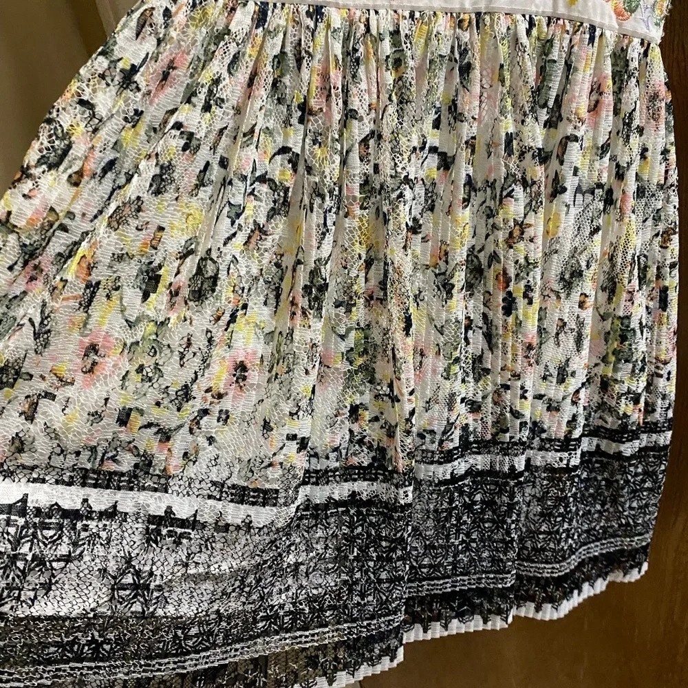FREE PEOPLE Cherry Blossom Mini Dress in Ivory Multicolor Embroidered Mesh Sz 0